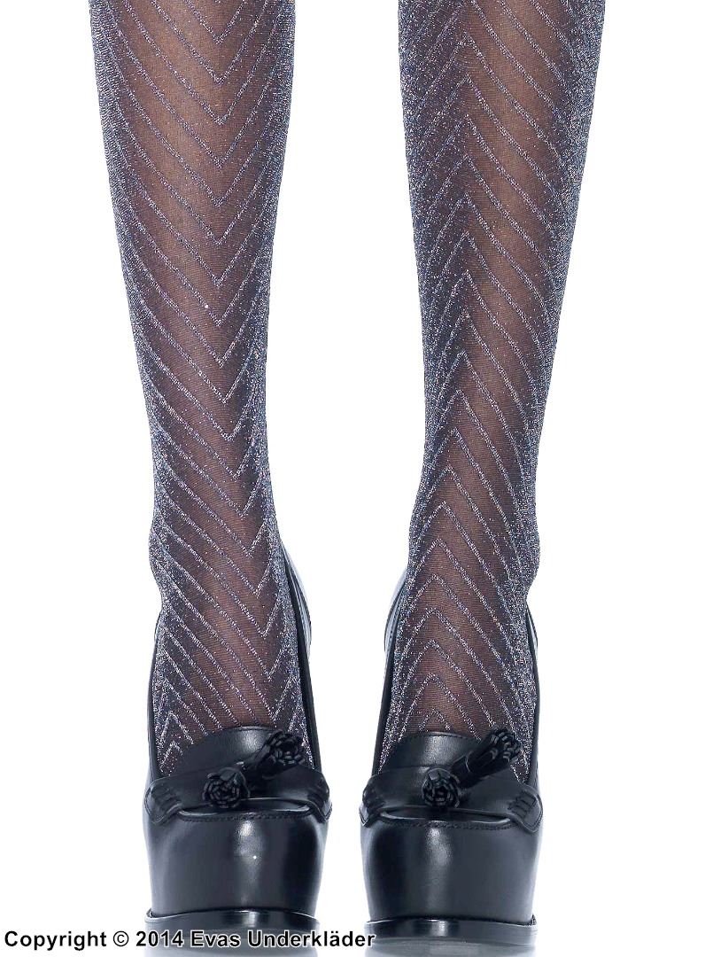 Pantyhose with shimmering zig zags